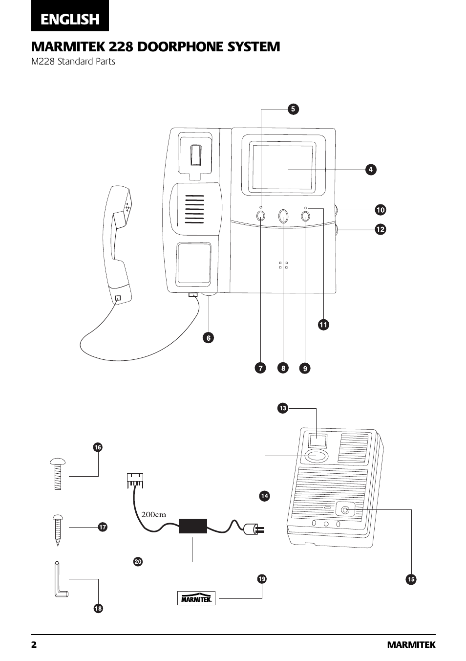 English, Marmitek 228 doorphone system | Marmitek M228 User Manual | Page 2 / 68