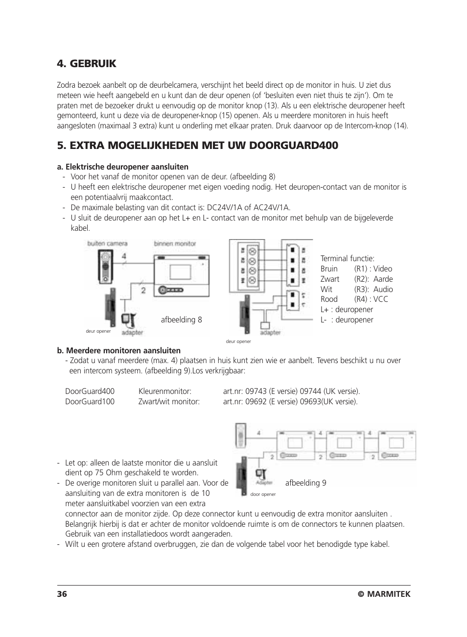 Gebruik, Extra mogelijkheden met uw doorguard400 | Marmitek VIDEO DOORPHONE User Manual | Page 36 / 40