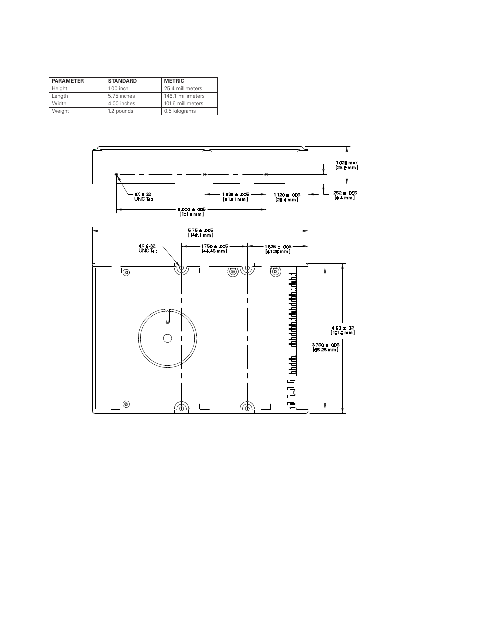 Physical dimensions, Figure 3 - 1 outline and mounting dimensions | Maxtor DIAMONDMAXTM 2160 User Manual | Page 18 / 63