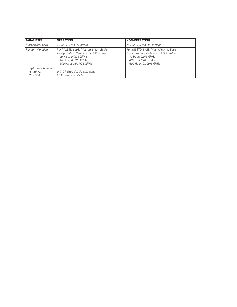 Reliability specifications, Shock and vibration | Maxtor DIAMONDMAXTM 2160 User Manual | Page 20 / 63