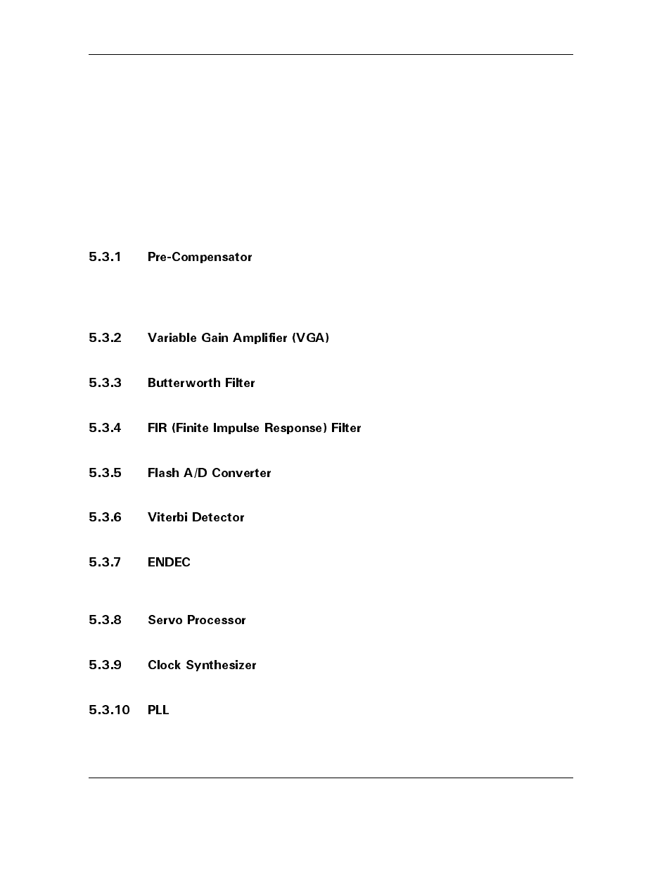1 pre-compensator, 2 variable gain amplifier (vga), 3 butterworth filter | 4 fir (finite impulse response) filter, 5 flash a/d converter, 6 viterbi detector, 7 endec, 8 servo processor, 9 clock synthesizer, 10 pll | Maxtor D540X-4K User Manual | Page 56 / 96