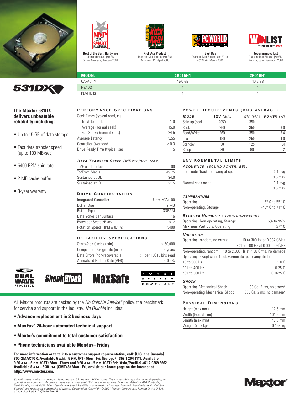 Maxtor 3.5-INCH DX Entry Level Hard Drive 531DX User Manual | Page 2 / 2