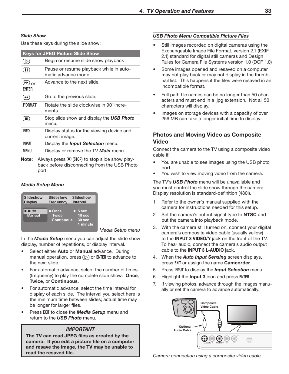 Photos and moving video as composite video | Mitsumi electronic WD-Y577 User Manual | Page 33 / 84