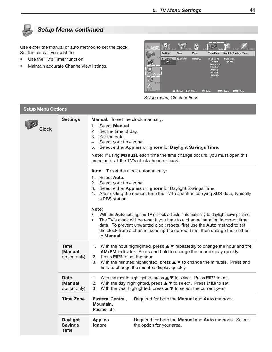 Setup menu, continued | Mitsumi electronic WD-Y577 User Manual | Page 41 / 84