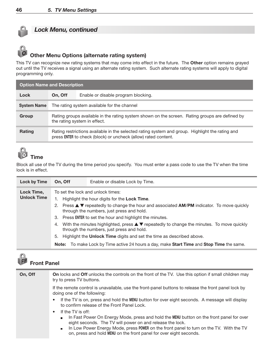 Lock menu, continued | Mitsumi electronic WD-Y577 User Manual | Page 46 / 84