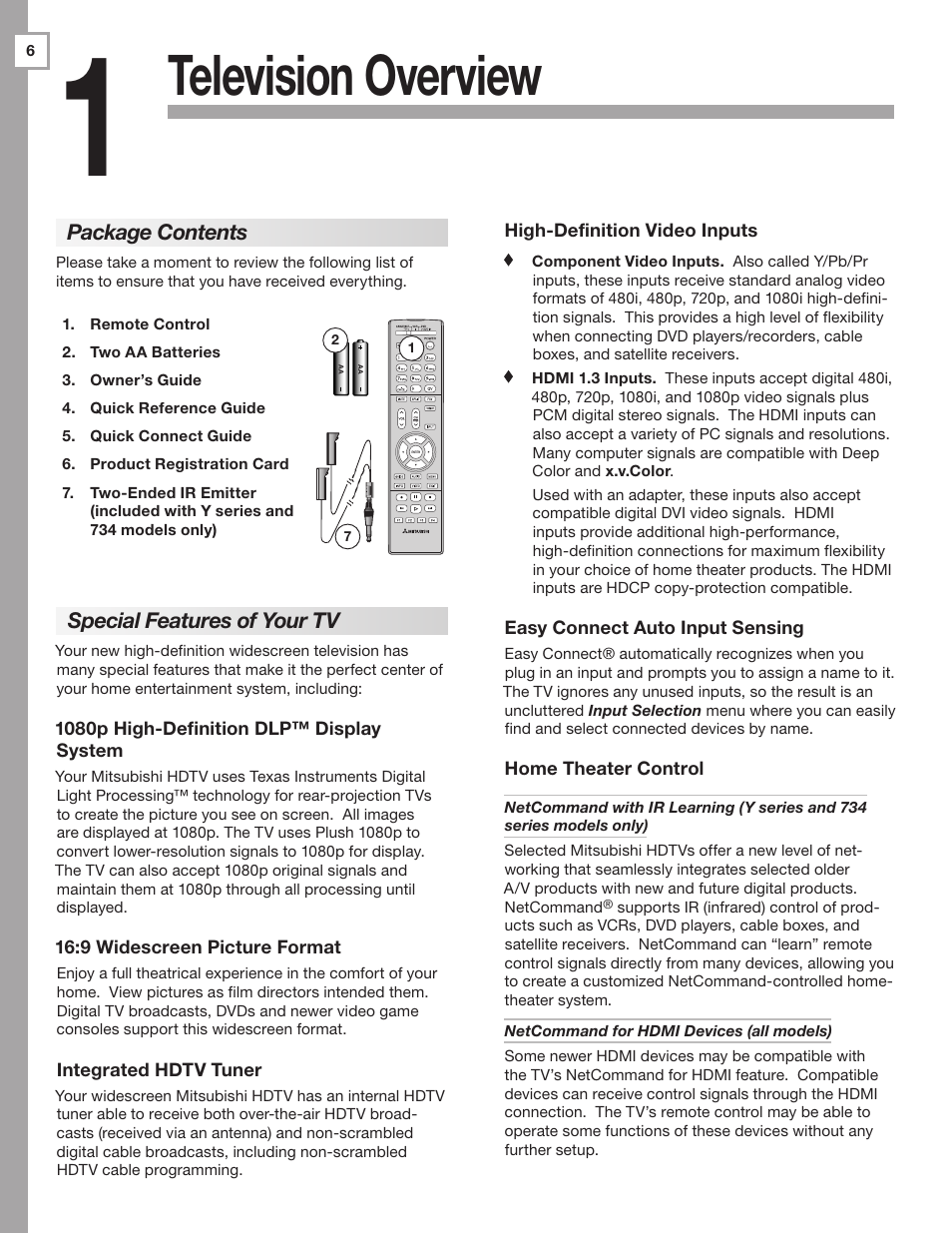 Television overview | Mitsumi electronic WD-Y577 User Manual | Page 6 / 84