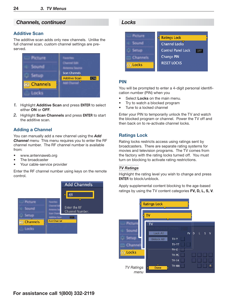 Channels, continued, L ocks | Mitsumi electronic C10 SERIES User Manual | Page 24 / 40