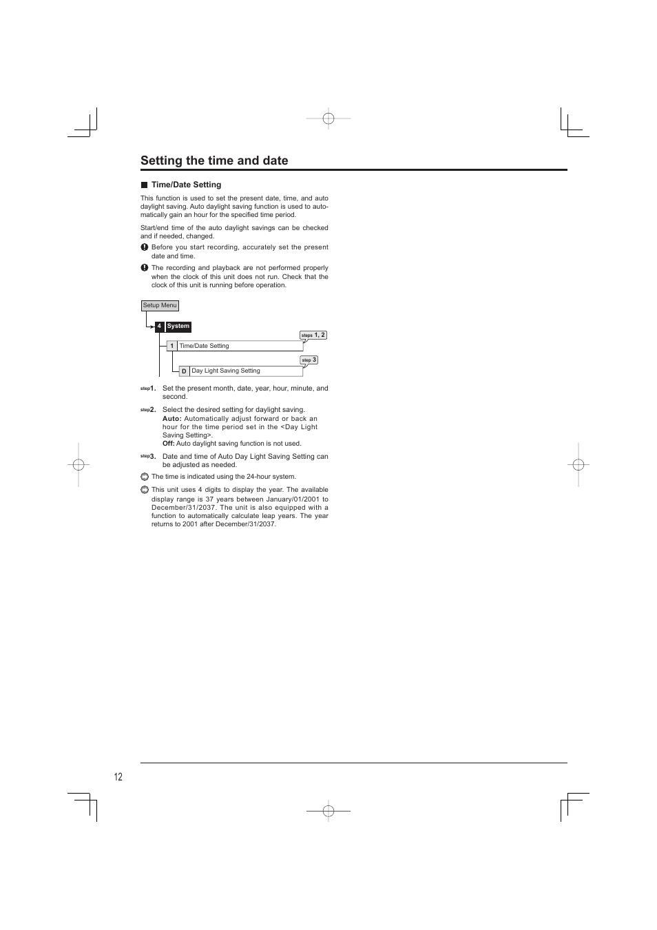 Setting the time and date | Mitsumi electronic DX-TL4716U User Manual | Page 16 / 44
