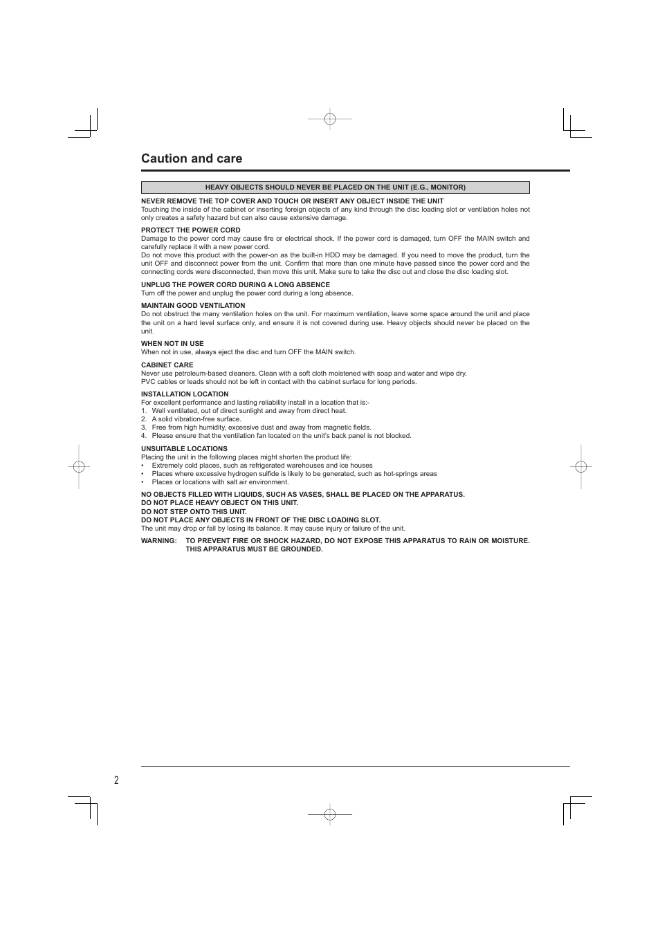 Caution and care | Mitsumi electronic DX-TL4716U User Manual | Page 6 / 44