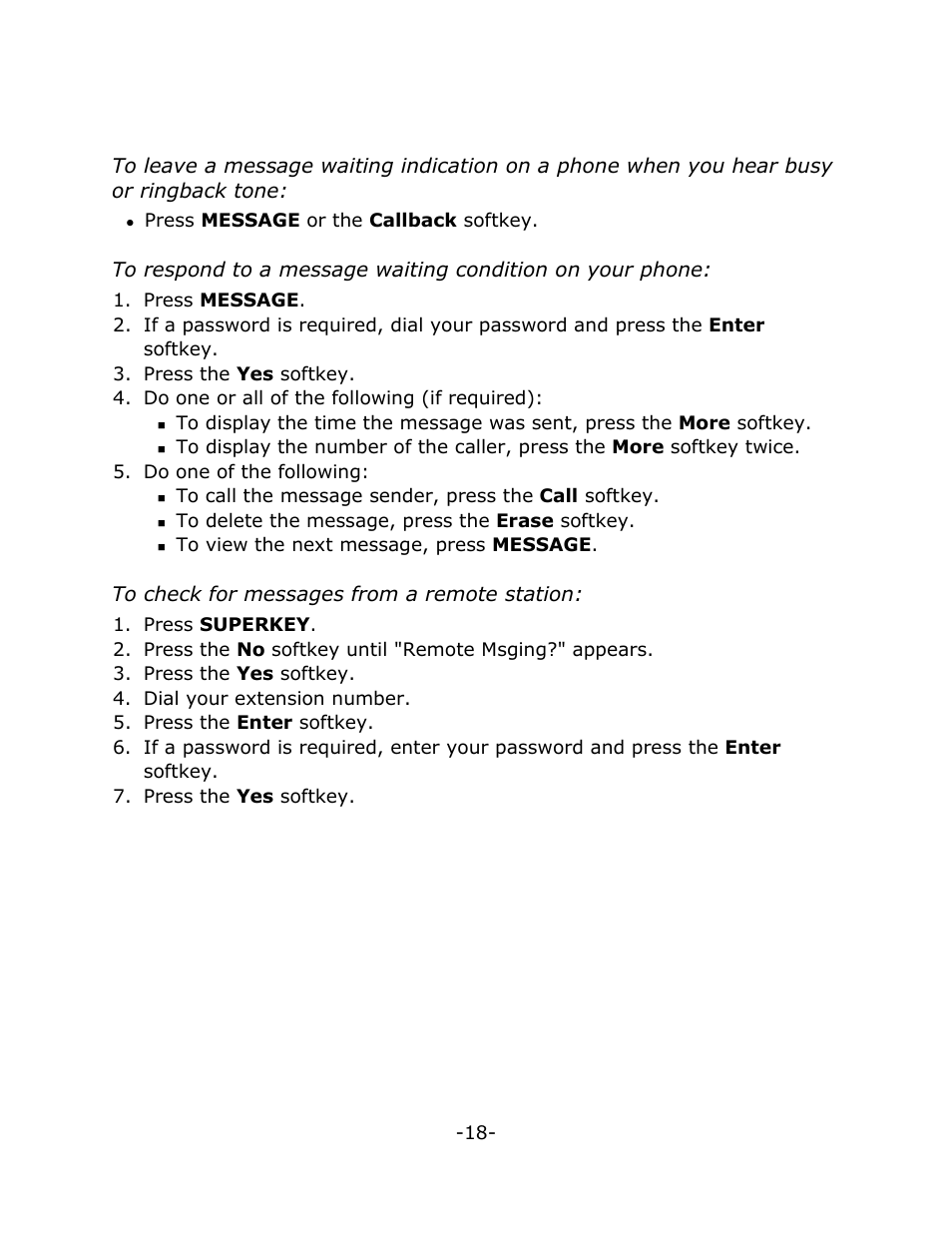 Messaging - callback | Mitel 5220 User Manual | Page 22 / 32