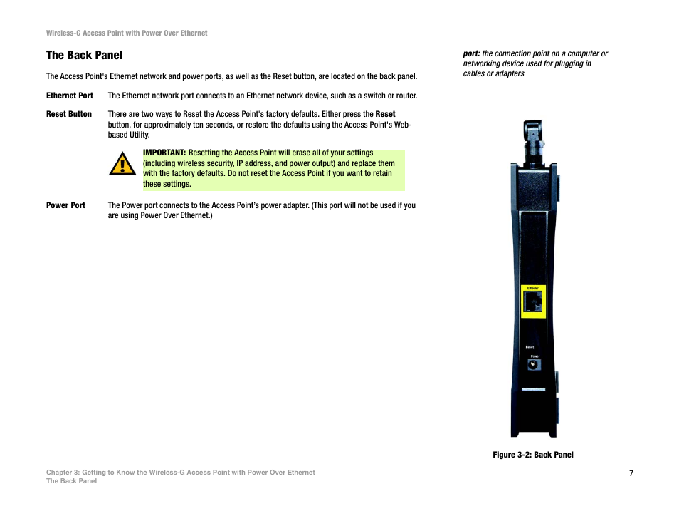 The back panel | Mitel WAP54GP User Manual | Page 13 / 68