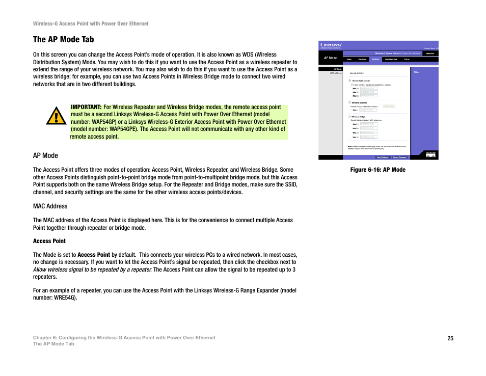 The ap mode tab | Mitel WAP54GP User Manual | Page 31 / 68