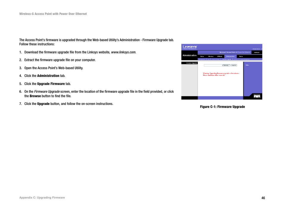 Appendix c: upgrading firmware | Mitel WAP54GP User Manual | Page 52 / 68