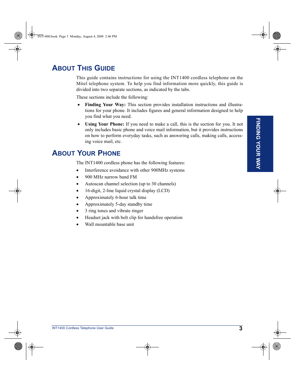 About this guide, About your phone, About this guide about your phone | Mitel INT1400 User Manual | Page 14 / 43