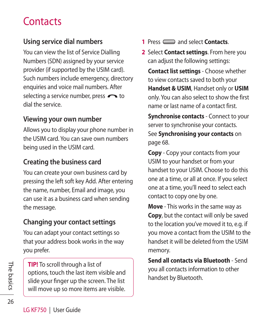 Contacts | Mitel KF750 User Manual | Page 26 / 90