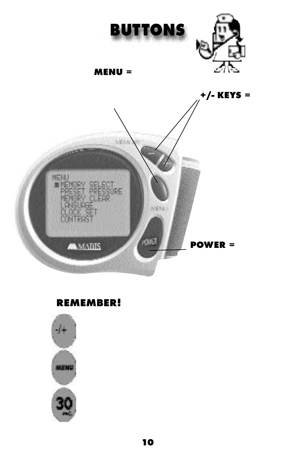 Buttons | MABIS/Duro-Med 04-255-001 User Manual | Page 12 / 28