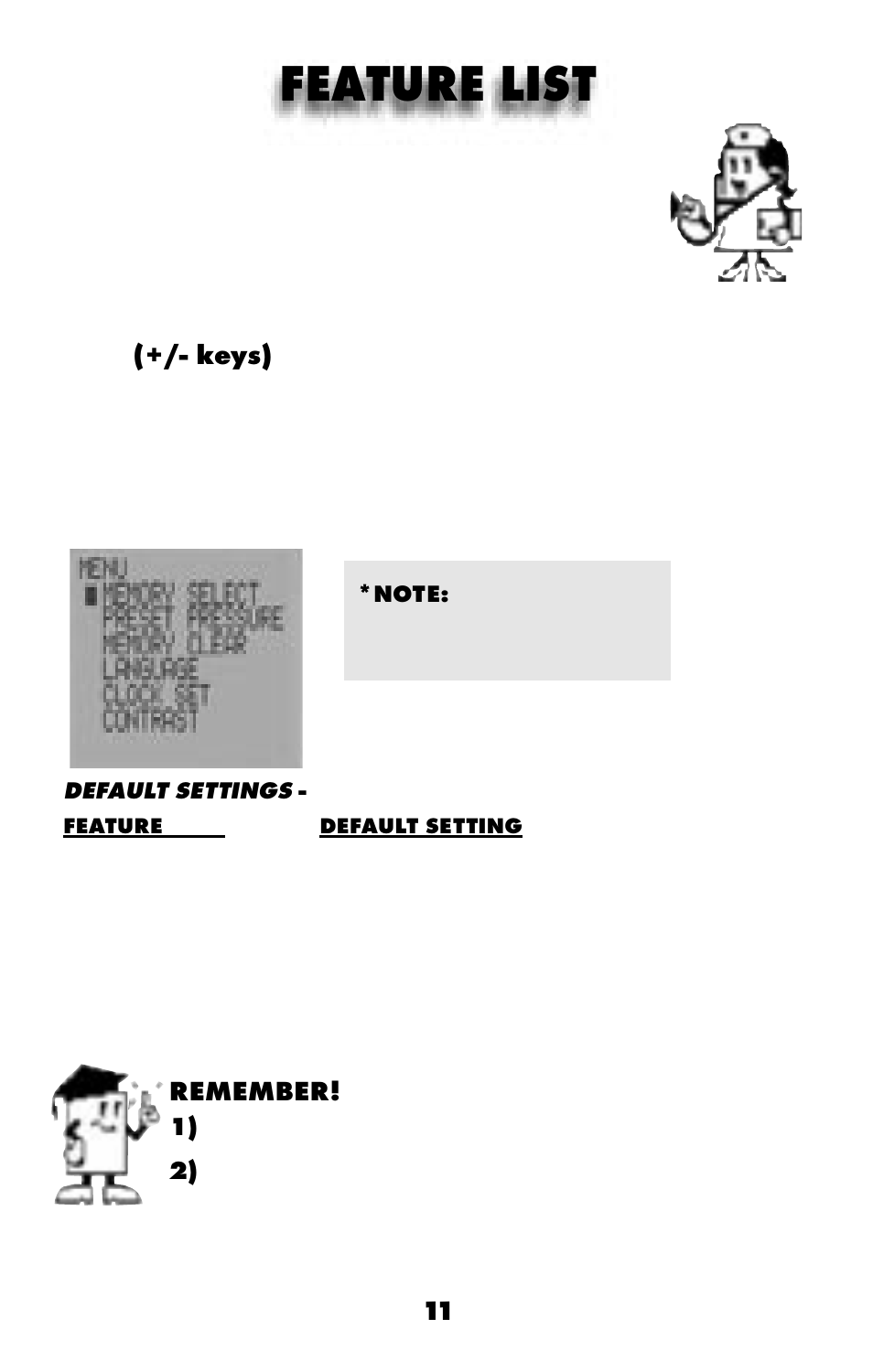 Feature list | MABIS/Duro-Med 04-255-001 User Manual | Page 13 / 28