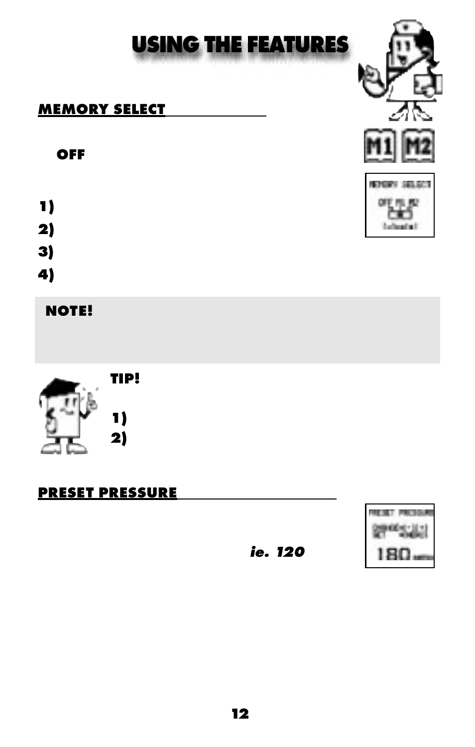 Using the features | MABIS/Duro-Med 04-255-001 User Manual | Page 14 / 28