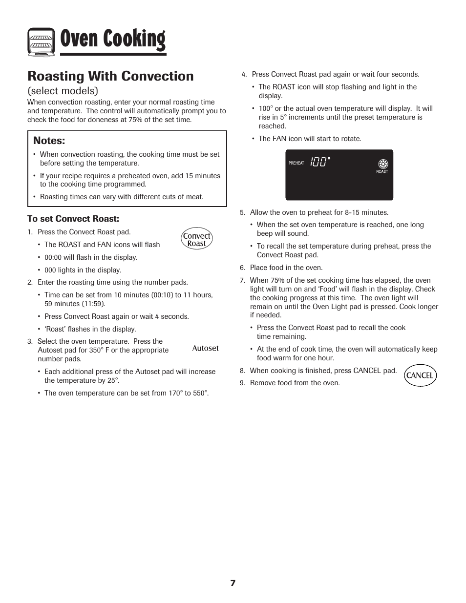 Oven cooking, Roasting with convection, Select models) | Maytag MEW6630DDW User Manual | Page 8 / 68