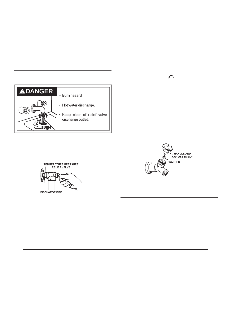 Temperature-pressure relief valve operation, Drain valve washer replacement, Service | Maytag HRN31250P User Manual | Page 34 / 48