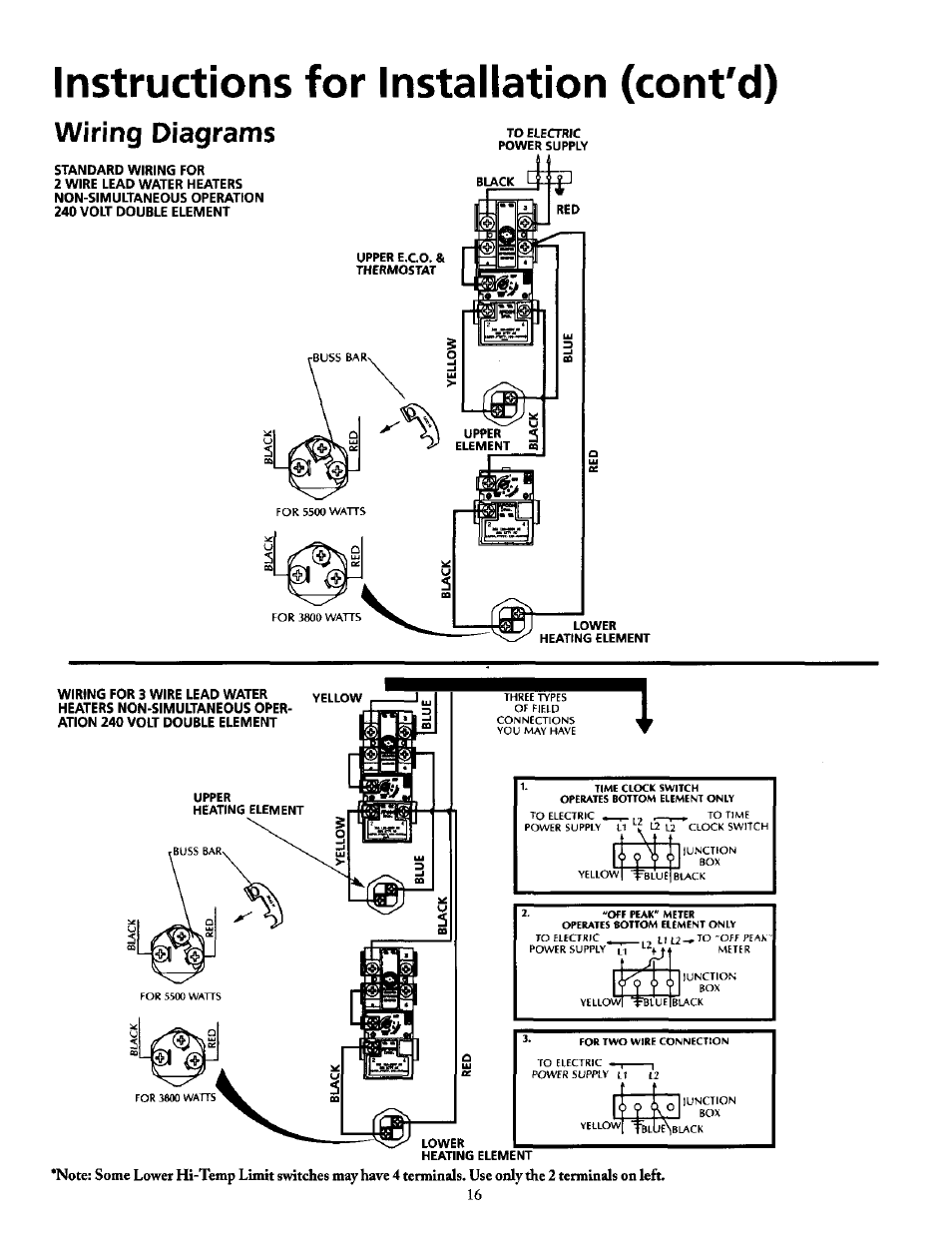 Instructions for installation (cont'd), Wiring diagrams | Maytag SERIES NINE HE2940L User Manual | Page 16 / 36