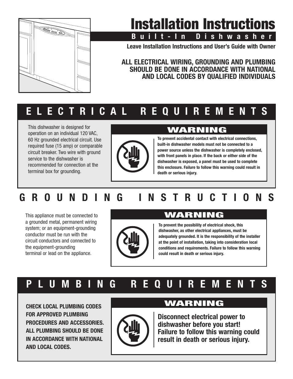 Installation instructions | Maytag ADB1500AWW User Manual | Page 2 / 11