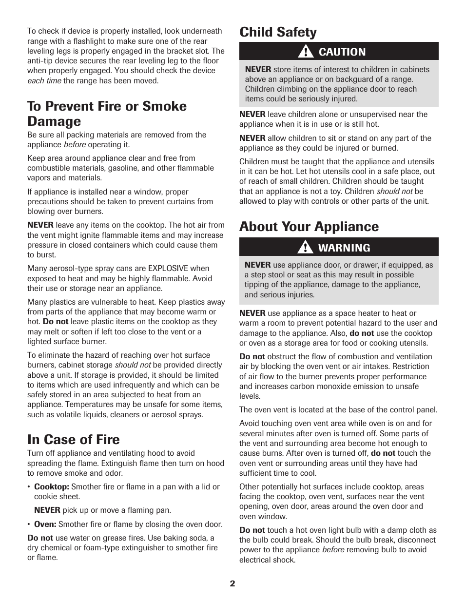 Child safety, About your appliance | Maytag 8113P574-60 User Manual | Page 3 / 68