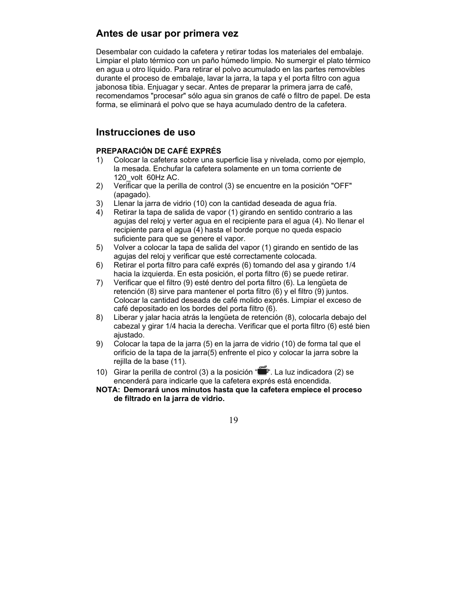 Antes de usar por primera vez, Instrucciones de uso | Maytag MCEM1B User Manual | Page 19 / 24