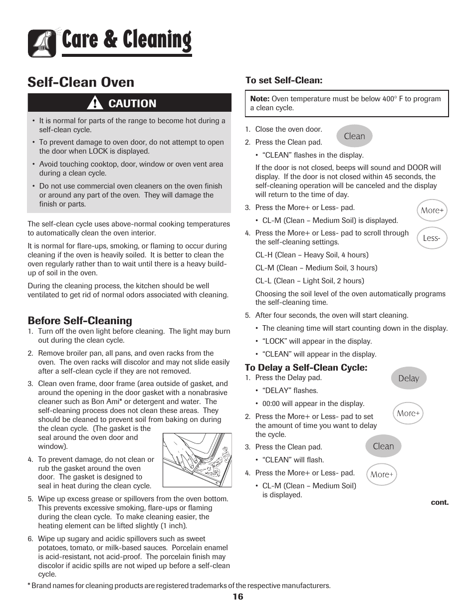 Care & cleaning, Self-clean oven, Caution | Before self-cleaning | Maytag AGR5735QDB User Manual | Page 17 / 24