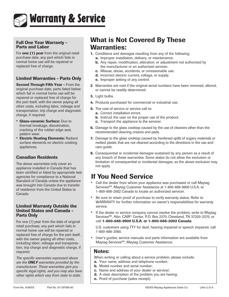Warranty & service, If you need service, What is not covered by these warranties | Maytag AGR5735QDB User Manual | Page 24 / 24