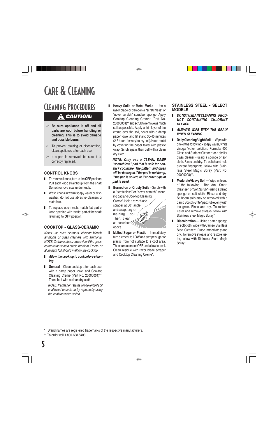 Care & cleaning, Cleaning procedures | Maytag ELECTRIC COOKSTOP User Manual | Page 6 / 24