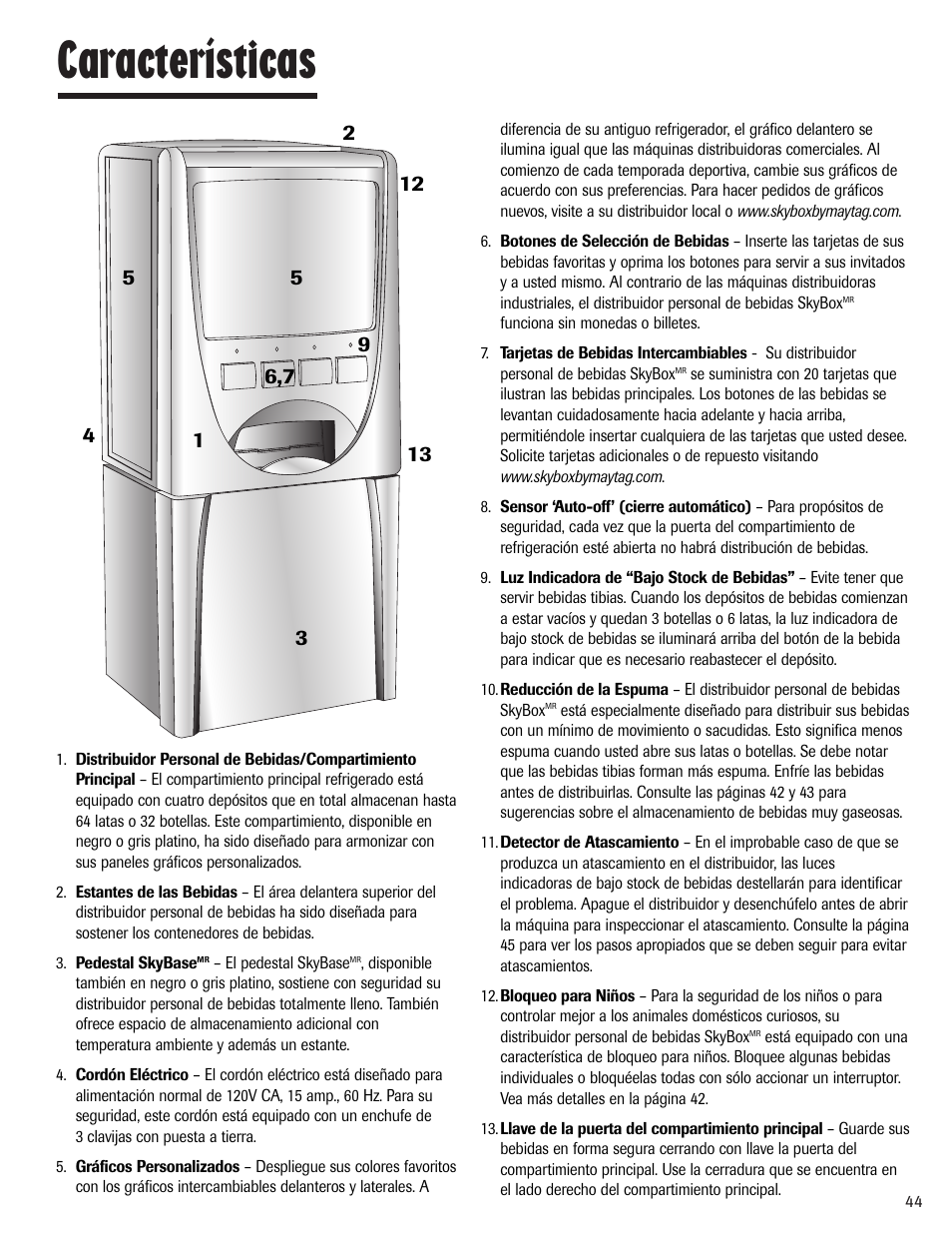 Características | Maytag MBV1976AA User Manual | Page 45 / 48