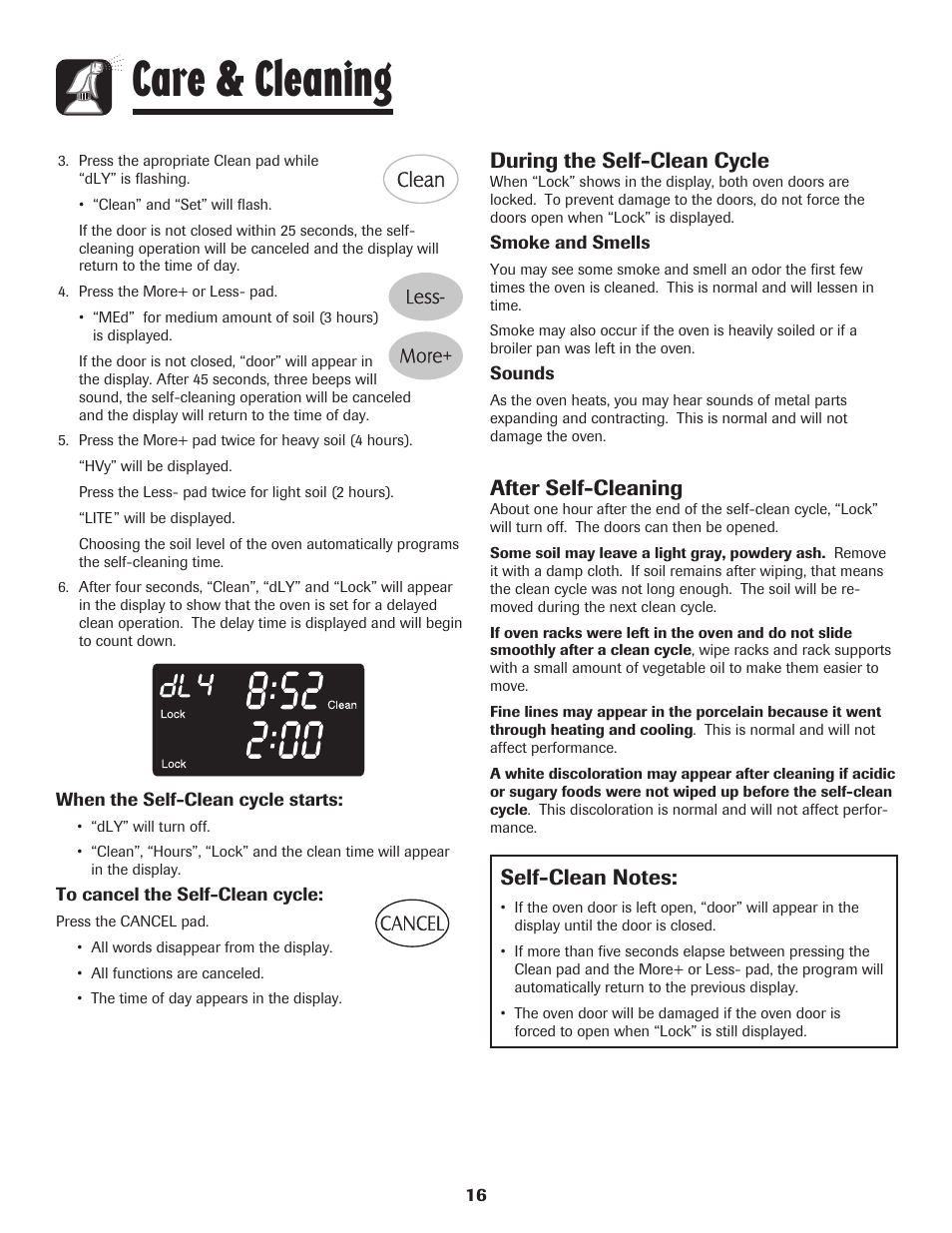 Care & cleaning, During the self-clean cycle, After self-cleaning | Maytag MGR6751BDW User Manual | Page 17 / 76