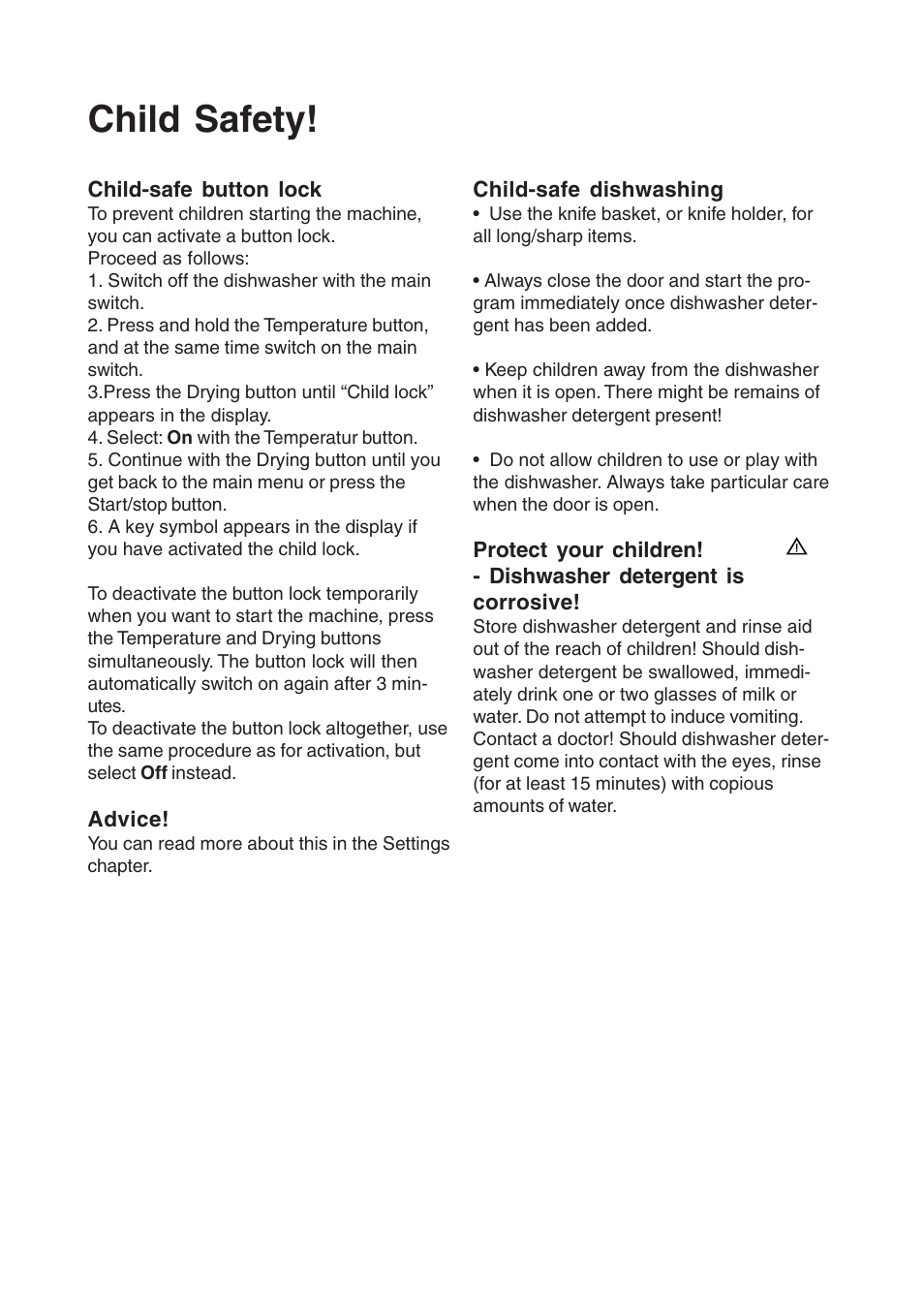 Child safety | Maytag 860S User Manual | Page 7 / 40
