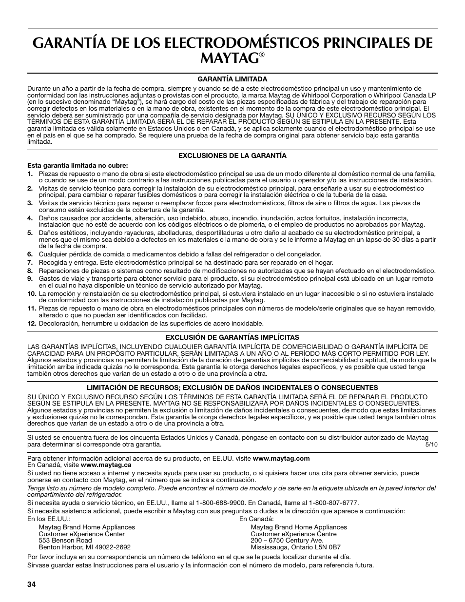 Maytag P1WG2L User Manual | Page 34 / 52