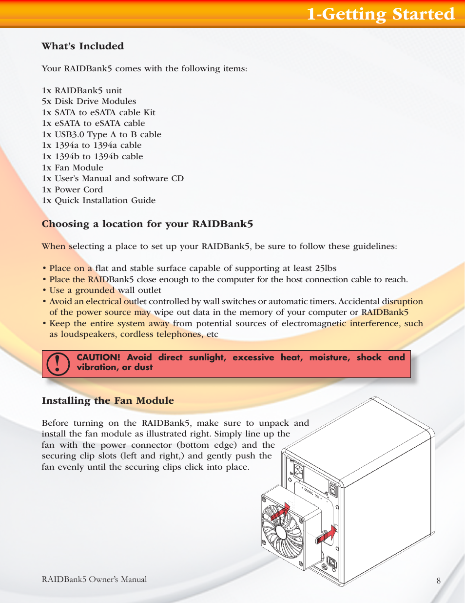 Getting started | MicroNet Technology RAIDBANK 5 User Manual | Page 8 / 48