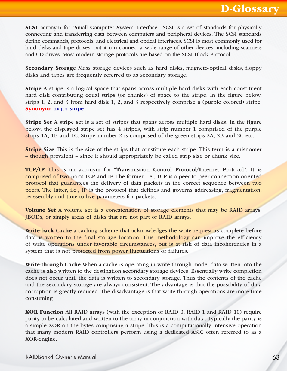 D-glossary | MicroNet Technology Network Device RAIDBank4 User Manual | Page 63 / 66