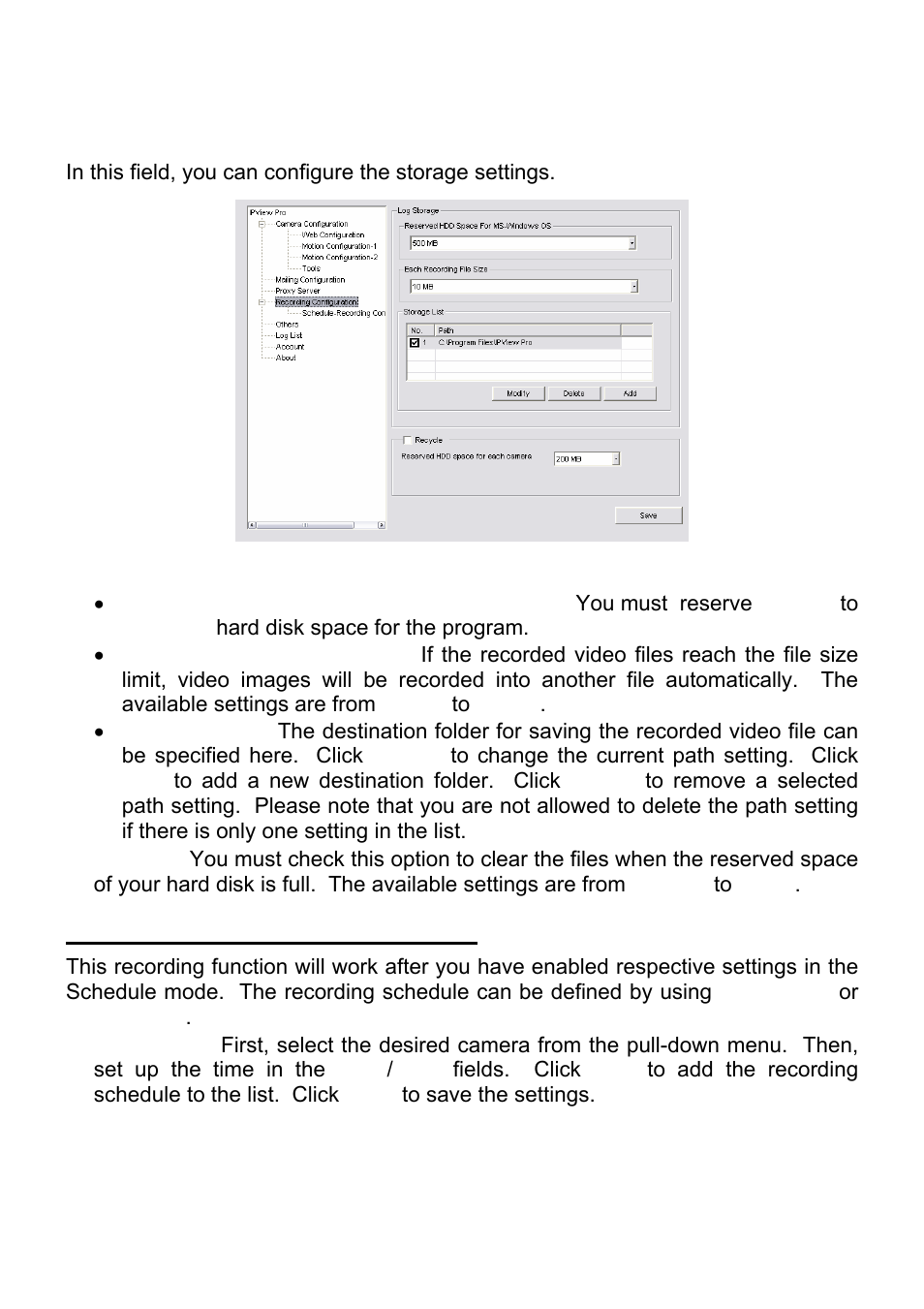 Recording configuration, Schedule-recording configuration | MicroNet Technology SP5530 User Manual | Page 52 / 67
