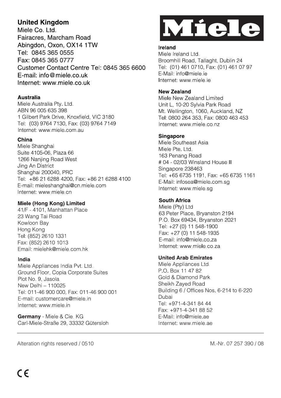 Miele KM5958 User Manual | Page 84 / 84