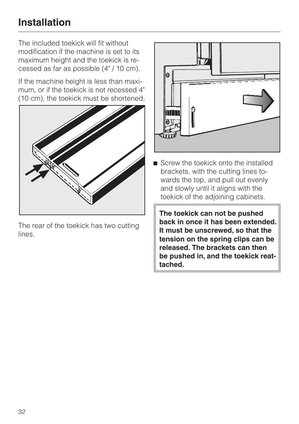 Installation | Miele HG01 User Manual | Page 32 / 36