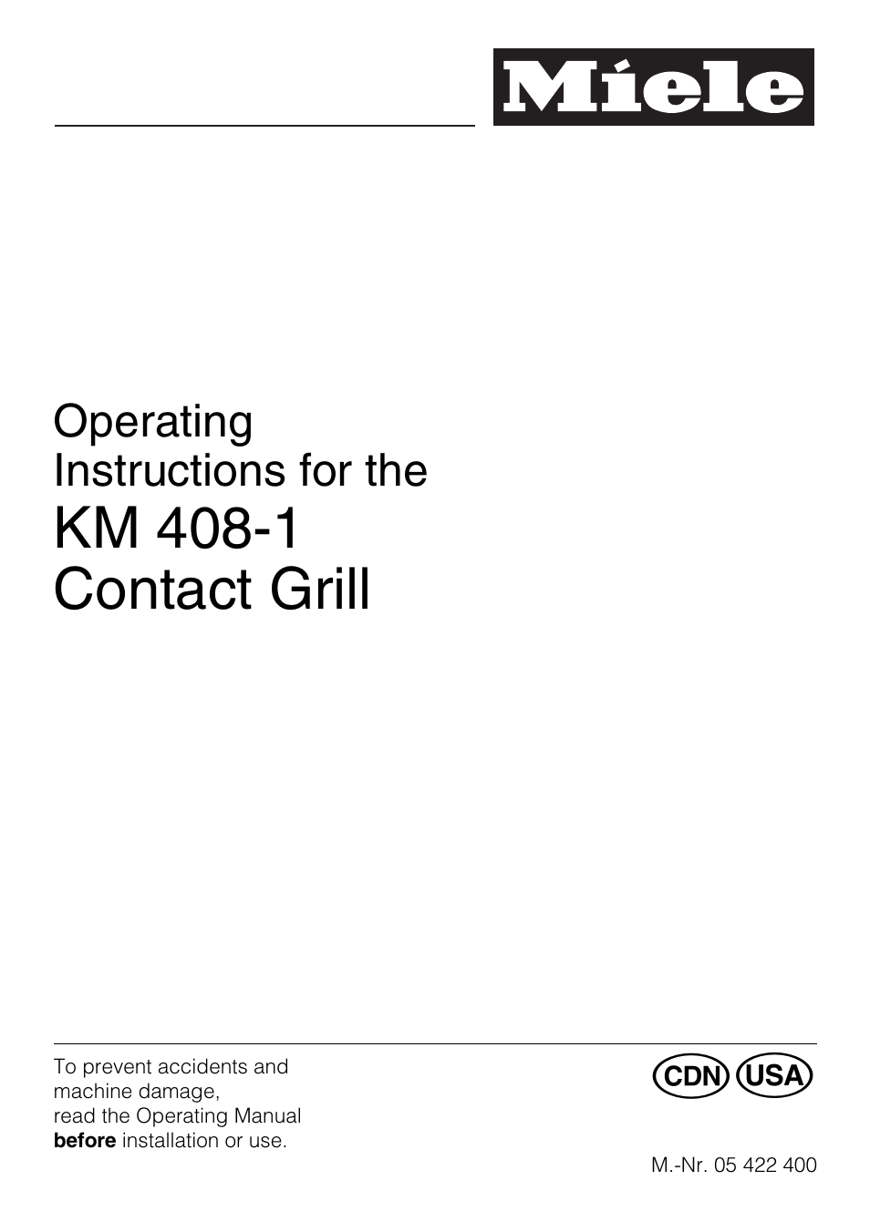 Miele KM 408-1 User Manual | 20 pages