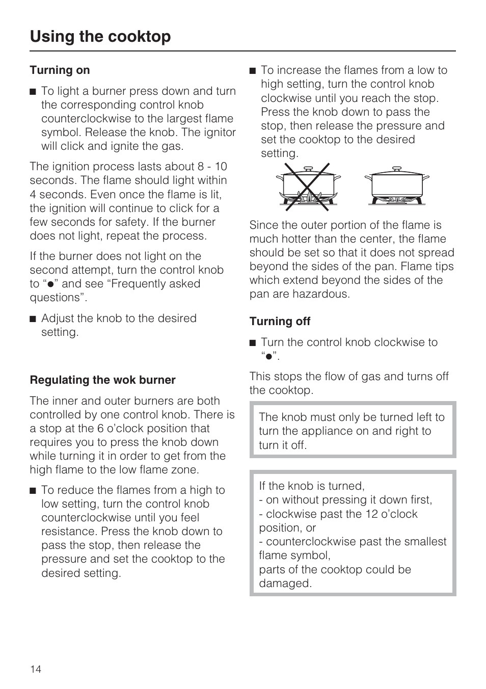Using the cooktop | Miele KM 3464 User Manual | Page 14 / 40