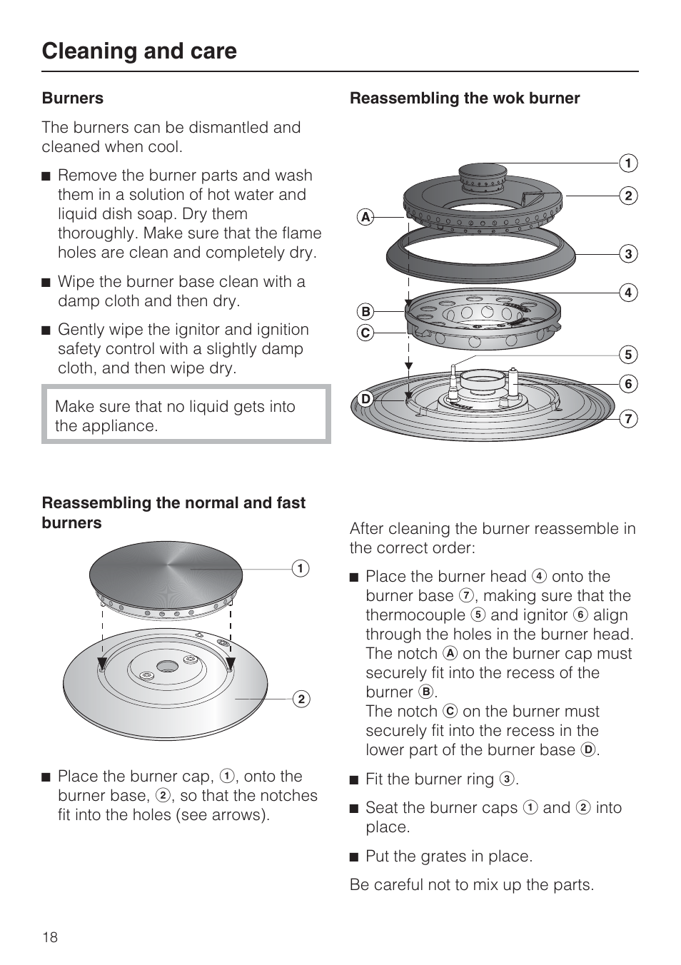 Cleaning and care | Miele KM 3464 User Manual | Page 18 / 40