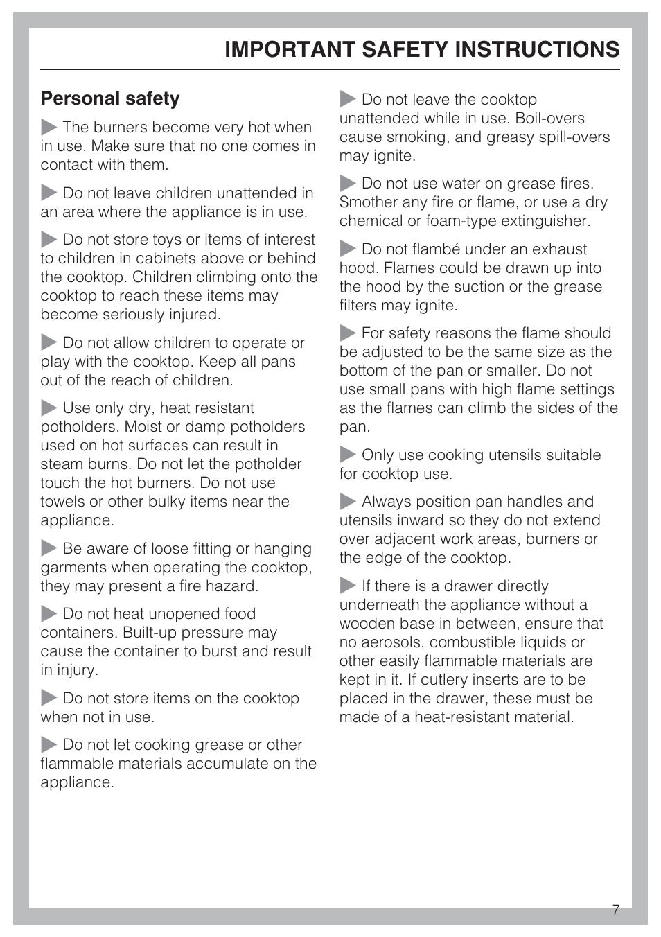 Important safety instructions | Miele KM 3464 User Manual | Page 7 / 40