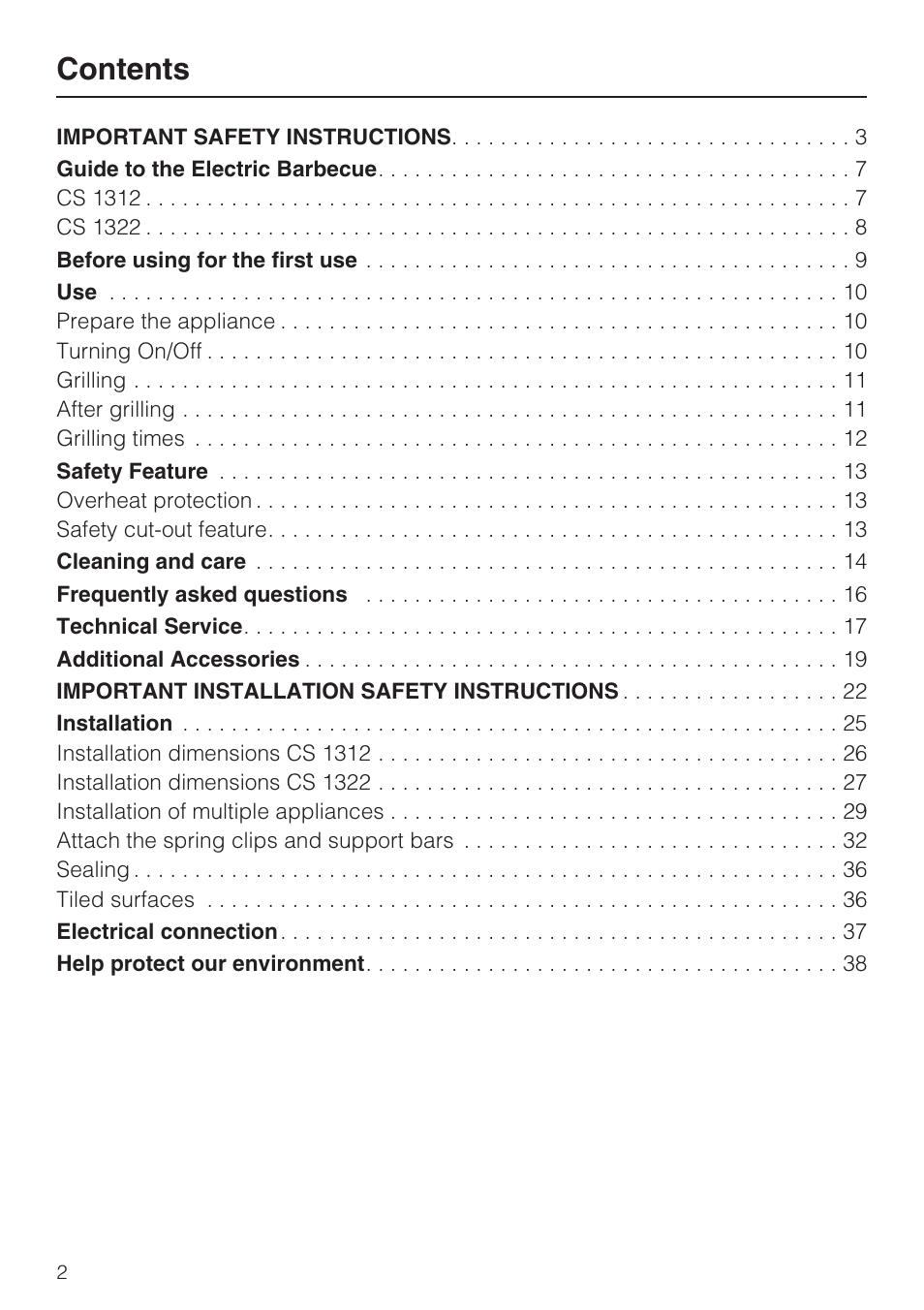 Miele CS1322 User Manual | Page 2 / 40