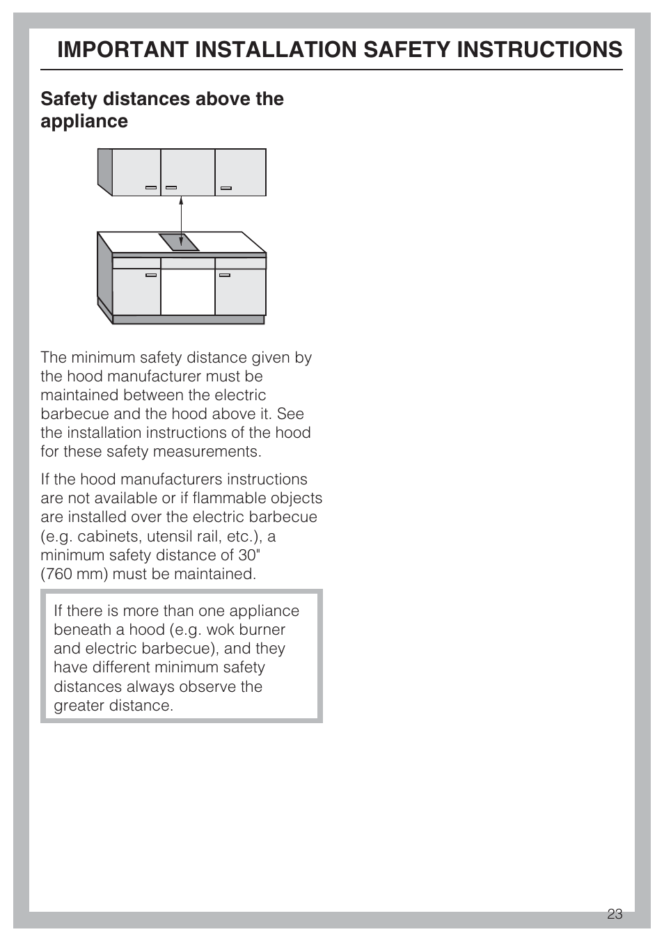 Important installation safety instructions | Miele CS1322 User Manual | Page 23 / 40