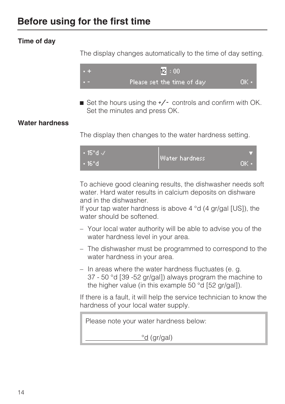 Before using for the first time | Miele G 5795 User Manual | Page 14 / 84