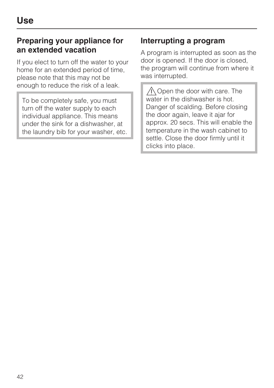 Interrupting a program 42 | Miele G 5795 User Manual | Page 42 / 84