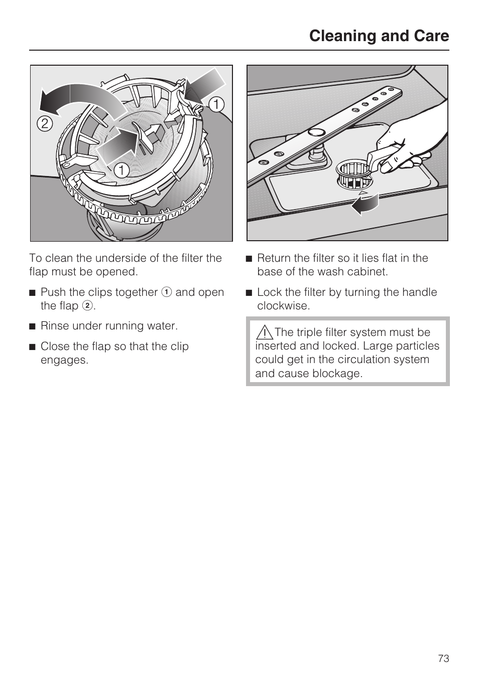 Cleaning and care | Miele G 5795 User Manual | Page 73 / 84