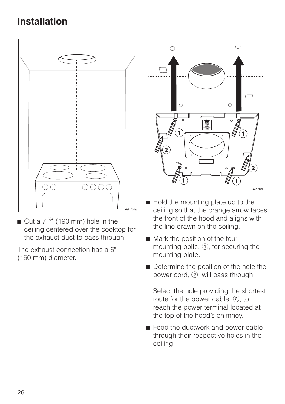 Installation | Miele DA220-4 User Manual | Page 26 / 36
